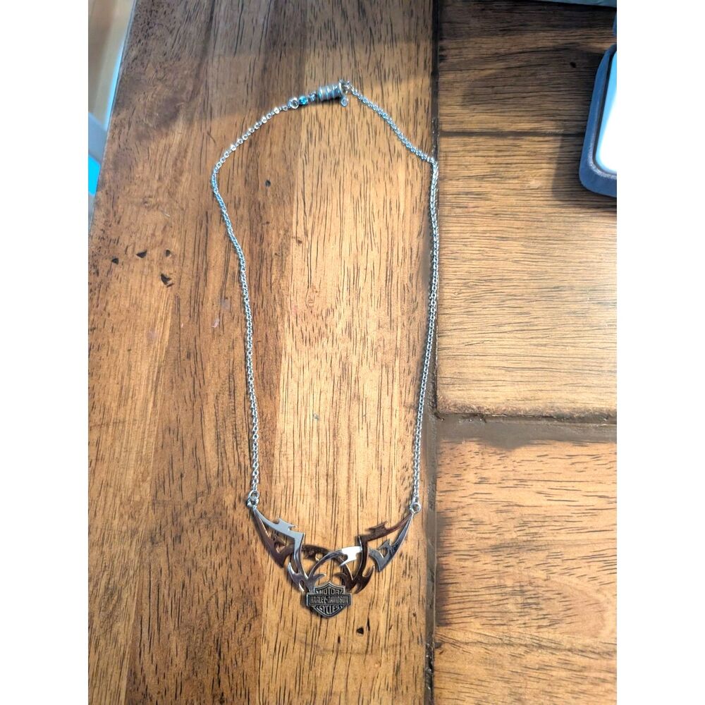 Genuine Harley-Davidson two-tone tribal-flame bar & shield pendant necklace